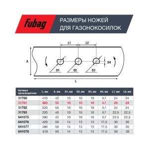 Нож для газонокосилок FUBAG 46 см (18") в Пензе фото