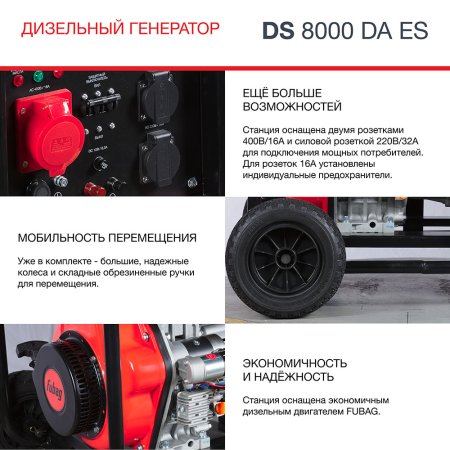 FUBAG Дизельный генератор (трехфазный) с электростартером и коннектором автоматики DS 8000 DA ES в Пензе фото
