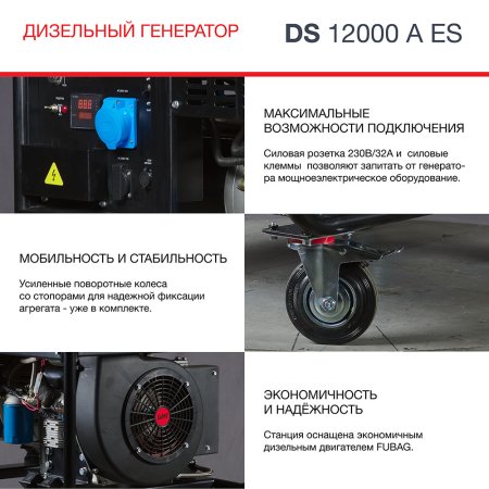 FUBAG Дизельный генератор с электростартером и коннектором автоматики DS 12000 A ES в Пензе фото
