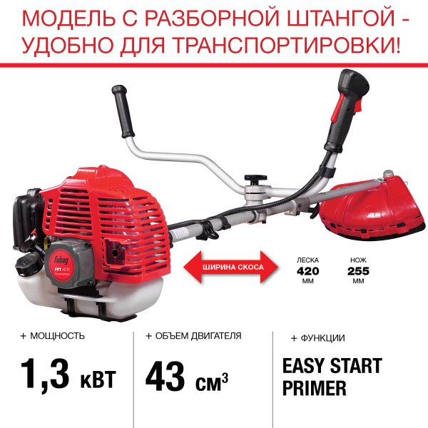FUBAG Бензиновый триммер FPT 43R + Триммерная леска  сечение витой квадрат L 130 м * 2.4 мм в ПОДАРОК в Пензе фото